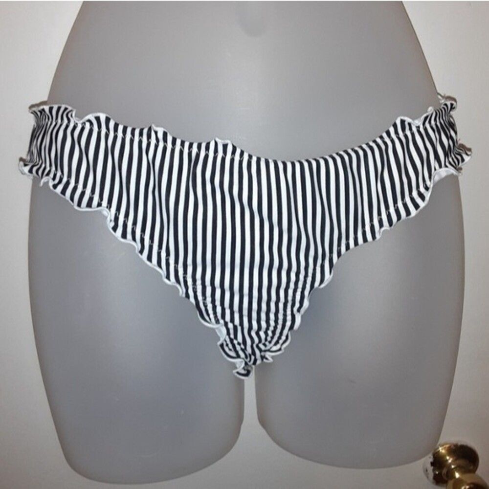 Hollister XS Striped Ruffled Waist Bikini Bottom